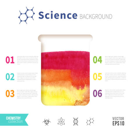 Chemistry science concept design template for infographics. Test tube watercolor designのイラスト素材