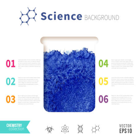 Chemistry science concept design template for infographics. Test tube watercolor design.のイラスト素材