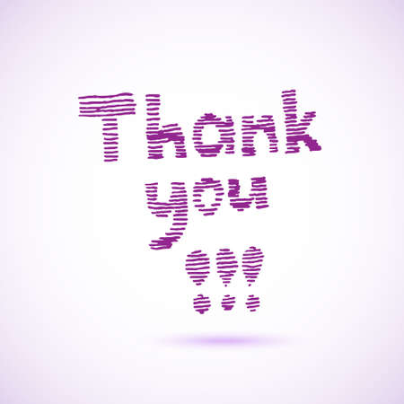 Thank you lettering. Striped hand drawn design. Vector illustration.のイラスト素材