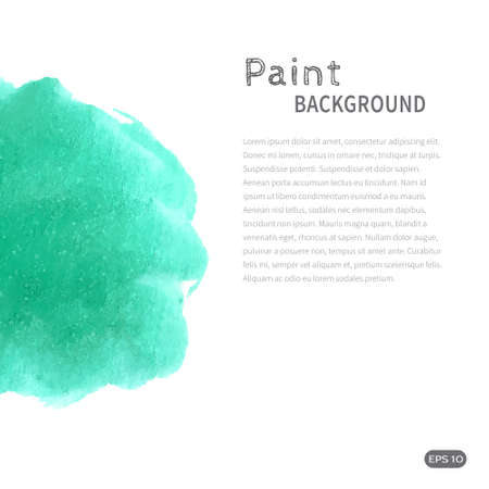 Bright handmade watercolor paint background. Turquoise on white. Vector illustration with space for text.のイラスト素材
