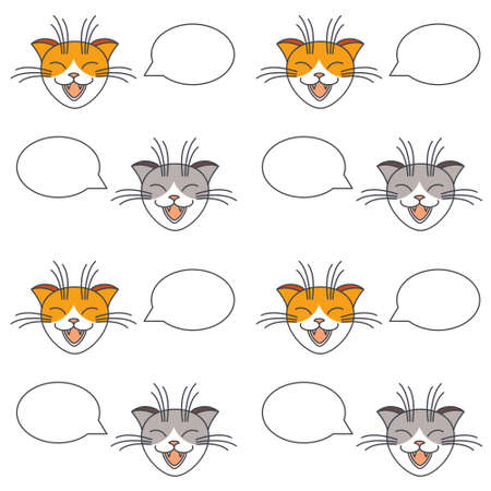 Red and gray white cats with speech bubbles.のイラスト素材