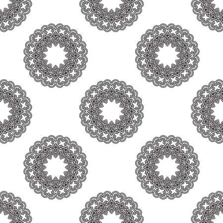 Page with circular mandala. Outline isolated vector illustration. Seamless pattern for adults antistress coloring book.のイラスト素材