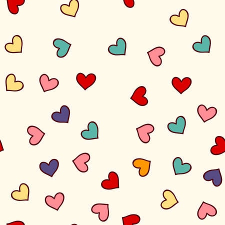 Cute seamless pattern with hand drawn hearts.のイラスト素材