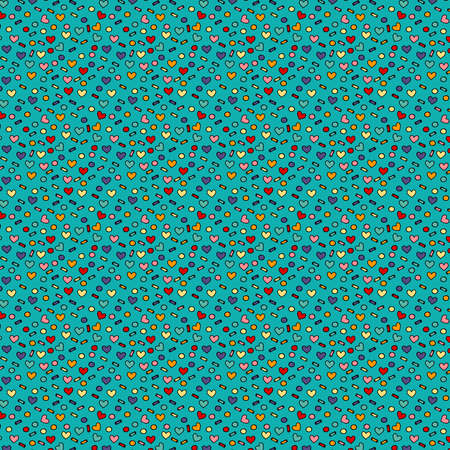 Cute seamless pattern with hand drawn hearts.