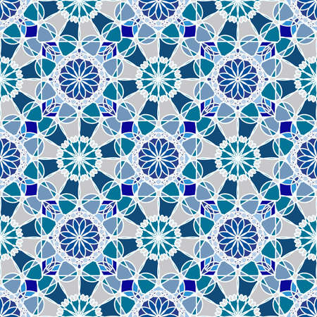 Vector geometric abstract seamless pattern. Blue cold colors. For interior design, invitations,...