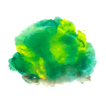 Abstract acrylic paint monotyped spot. Green, yellow, brown. Bright colors. Vector illustration isolated on white background.のイラスト素材
