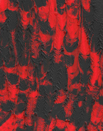 Abstract acrylic painted background. Red black patchy textured vibrant color. Grunge template for...