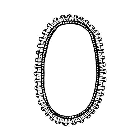 Hand drawn frame doodle, vector illustration. Black outline sketch isolated on white background.のイラスト素材