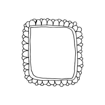 Hand drawn frame doodle, vector illustration. Black outline sketch isolated on white background.のイラスト素材