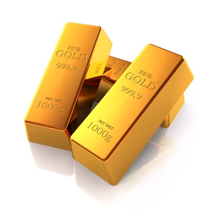 Gold bars isolated on white background