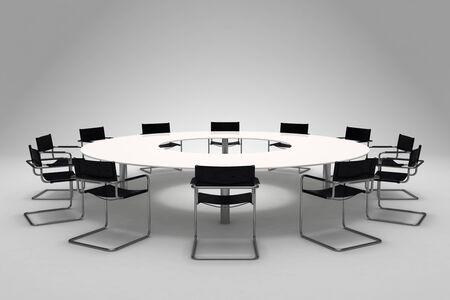 Conference table and chairs on gray backgroundの写真素材