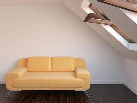 New relaxation room with sofa and windows