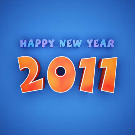 Colorful words of happy new year 2011 on blue background