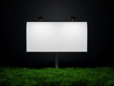 Blank street advertising billboard at nightの写真素材