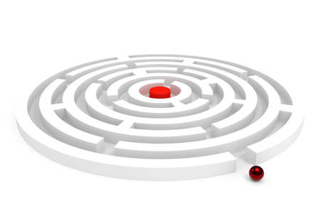 Rounded maze isolated on white backgroundの写真素材