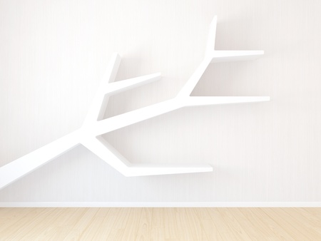 Empty bookshelf in the shape of the treeの写真素材