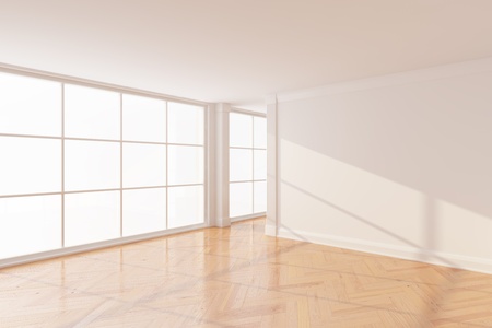 Empty new room with big window
