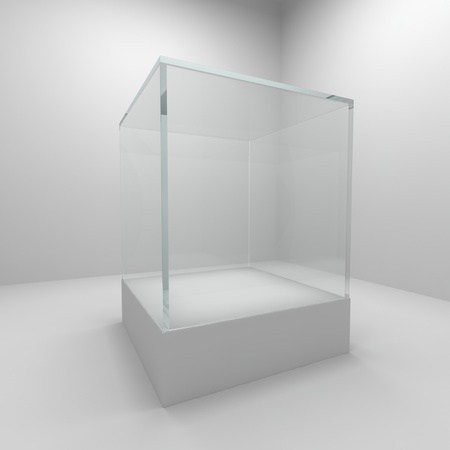 Empty glass showcase in room Empty glass showcase in room
