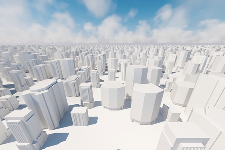 An abstract 3d city background with skyの写真素材