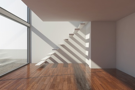 Empty modern hall with big window