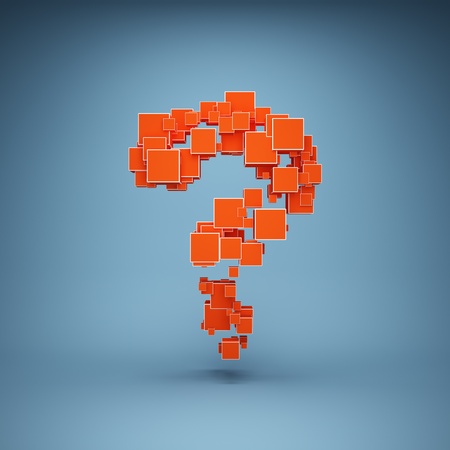 Abstract question mark made of cubes