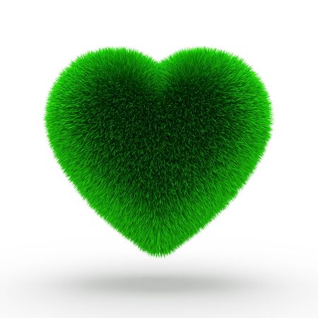Heart overgrown with green grassの写真素材