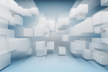Abstract geometric shapes of the cubes in motion