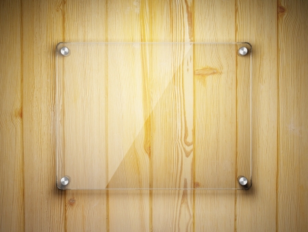 Glass frame on the wooden wallの写真素材