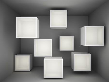 Abstract empty showcase with light