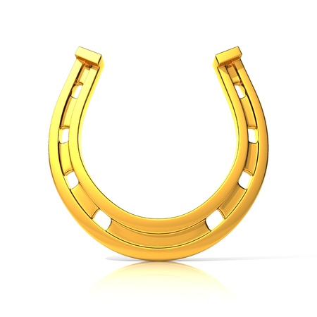 Golden horseshoe for good luckの写真素材