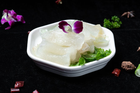 Pickled Cucumber in a White Bowlの写真素材