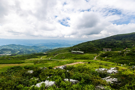 Mountain landscape at Doi Inthanon National Park, Chiang Mai, Thailandの写真素材