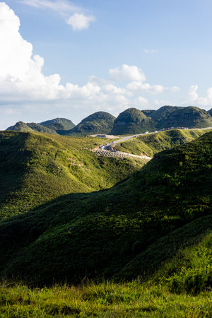beautiful mountain landscape at Phu Chi Fa at Chiangrai province, Thailand.の写真素材