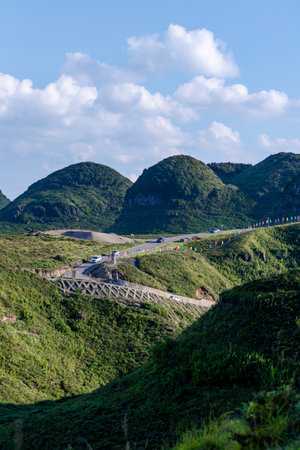 Mountain road at hong kong in a summer day.の写真素材