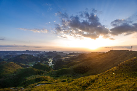 Sunset in the mountains of the island of Sao Miguel, Azoresの写真素材