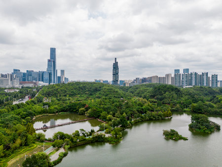 Hangzhou Lujiazui is a city in Jiangsu Province, China.の写真素材