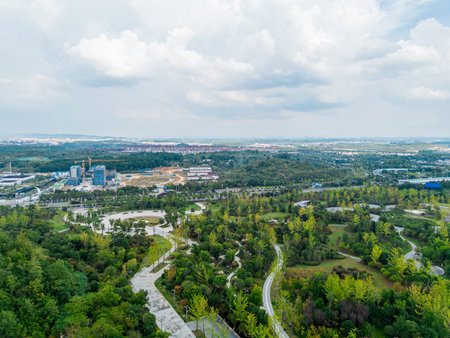 Aerial view of the city of Dnepropetrovsk, Ukraineの写真素材