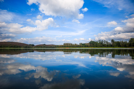 Landscape view of Mae Tam reservoir, Chiang Rai province.の写真素材