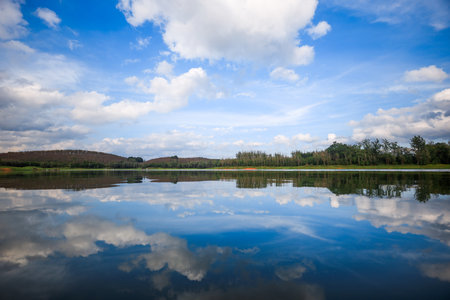 Reflection of clouds in the lake. Reflection of clouds in the lake.の写真素材