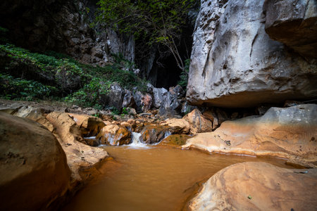Waterfall in deep forest at Phu Kradueng National Park, Loei, Thailandの写真素材