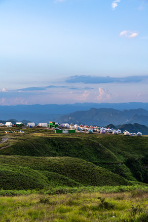 Camping on the mountainの写真素材