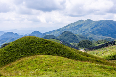Landscape view of the mountains in the south of the island.の写真素材