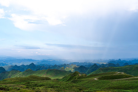 Mountain landscape in the national park, Guilin, Chinaの写真素材