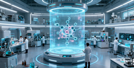 Science laboratory research and development concept. 3D rendering computer graphic.の素材