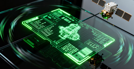 Futuristic HUD hologram over a black background 3D renderingの素材