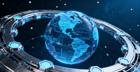 Global network connection concept. 3D rendering elements of this image furnished by NASAの素材