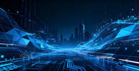 Abstract technology background. Futuristic concept of big data and digital transformation. 3d renderingの素材