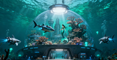 Underwater world. Underwater world. 3d illustration. Elements of this image furnished by NASAの素材