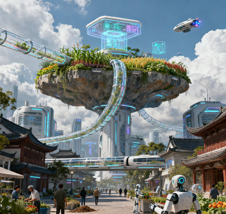 Futuristic city of the future. The concept of the future of the city.の素材