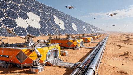 Photovoltaic modules in the Sahara desert, Morocco, Africaの素材
